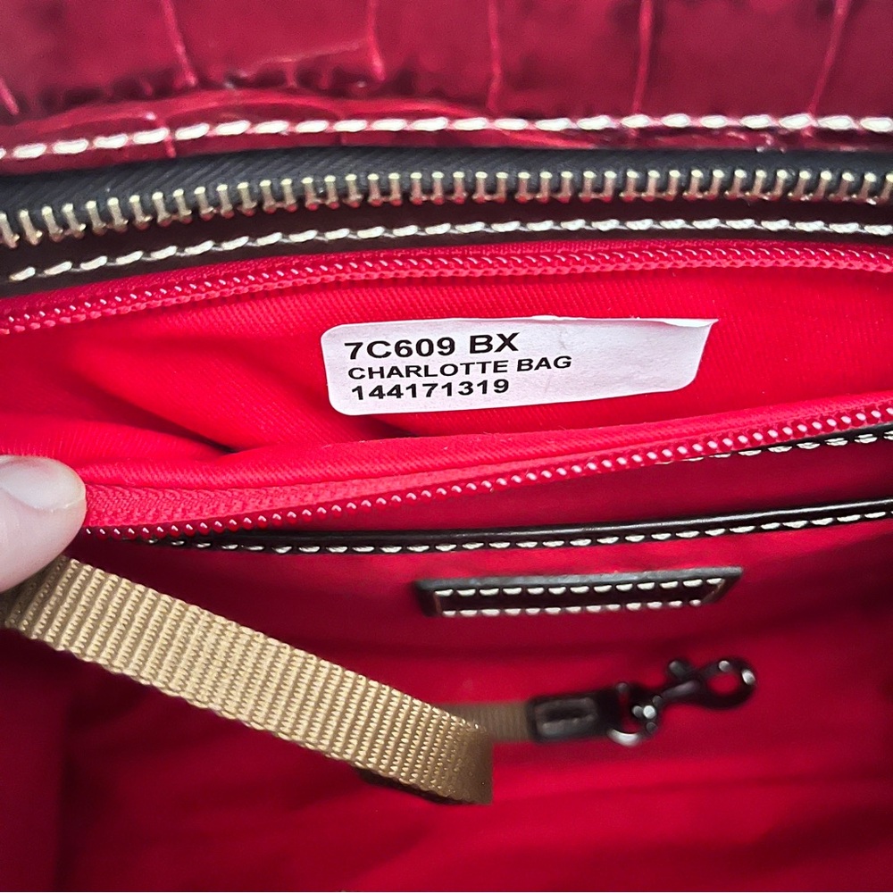 Dooney & Bourke ‘Charlotte’ Red Croc Embossed Leather Tote Bag in “Bourdeaux” - Picture 9 of 9